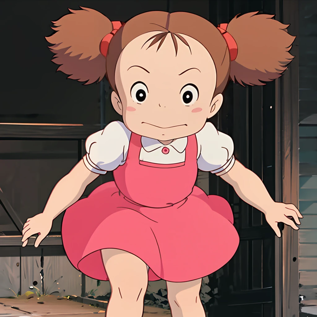 <lora:totoro001:0.7>,solo,
Mei,1girl,child,
brown hair,
short twintails,
black eyes,
hair bow,
pink dress,puffy short sleeves,