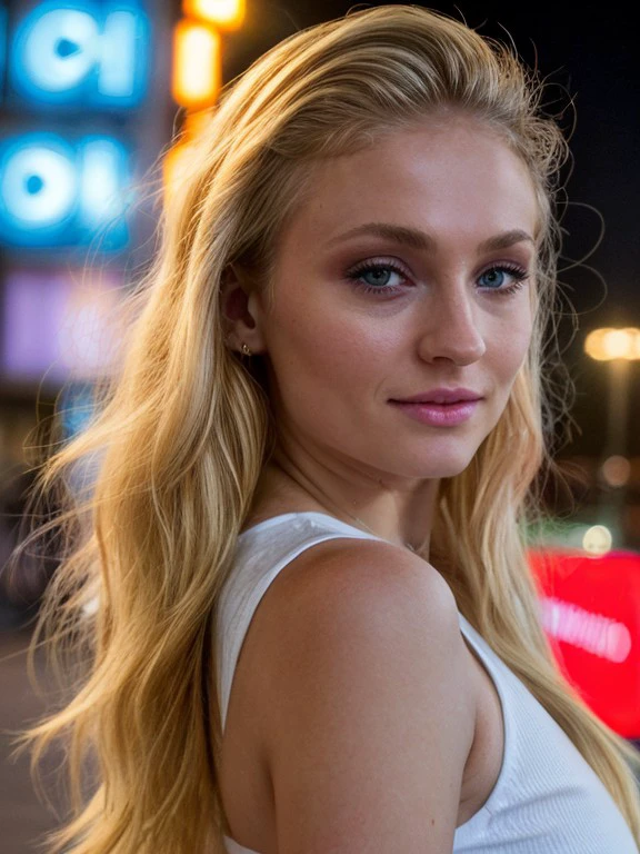 <lora:sptrn2-24:1> a photo of sptrn ,blonde hair, long wavy hair, wearing shirt ,close-up, masterpiece, city street, neon lights,extreme dof,bokeh <lora:add_detail:1> (add_detail:1.3)