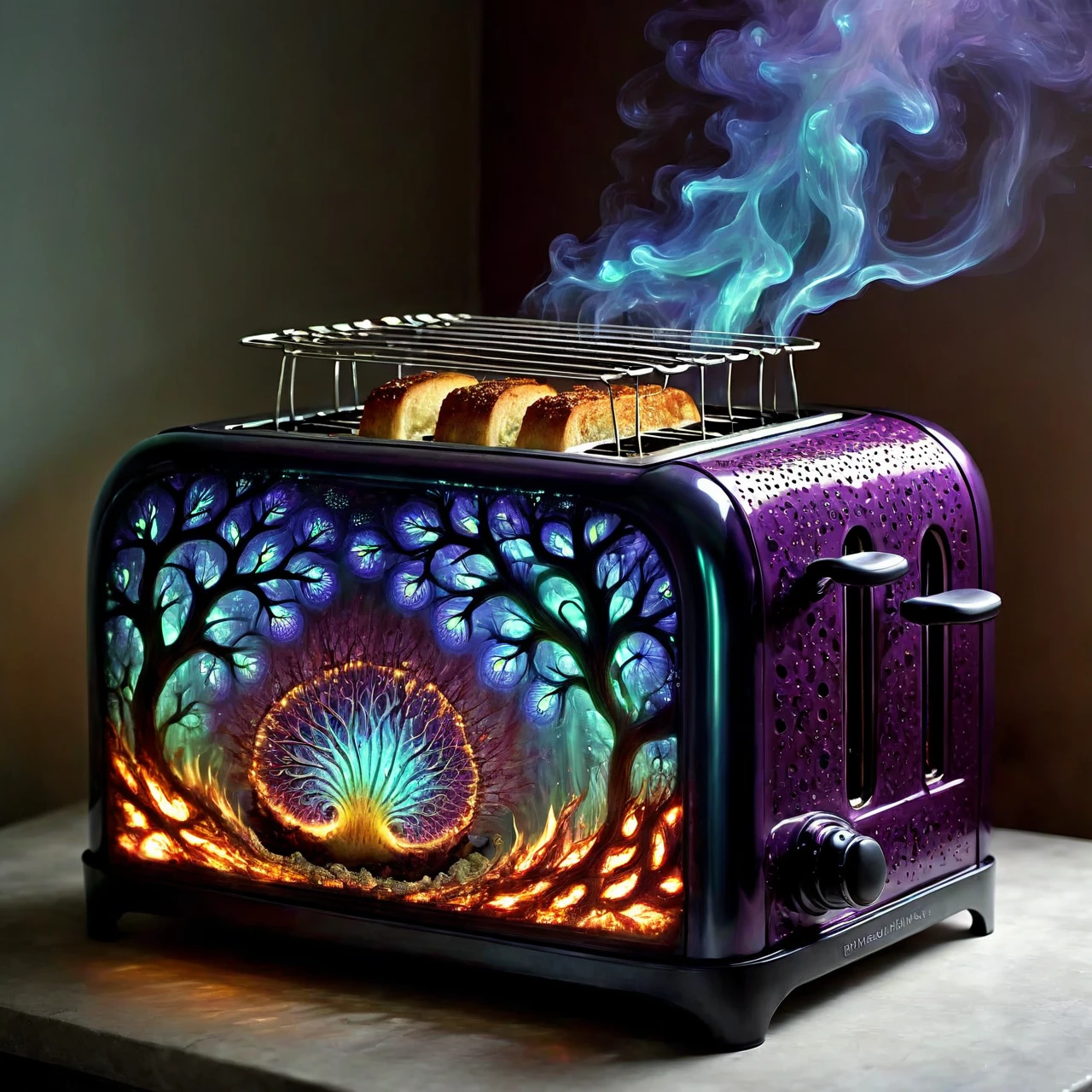 a magnificent toaster in a kitchen, very detailed, intricate, dw01-3400, warm colour palette