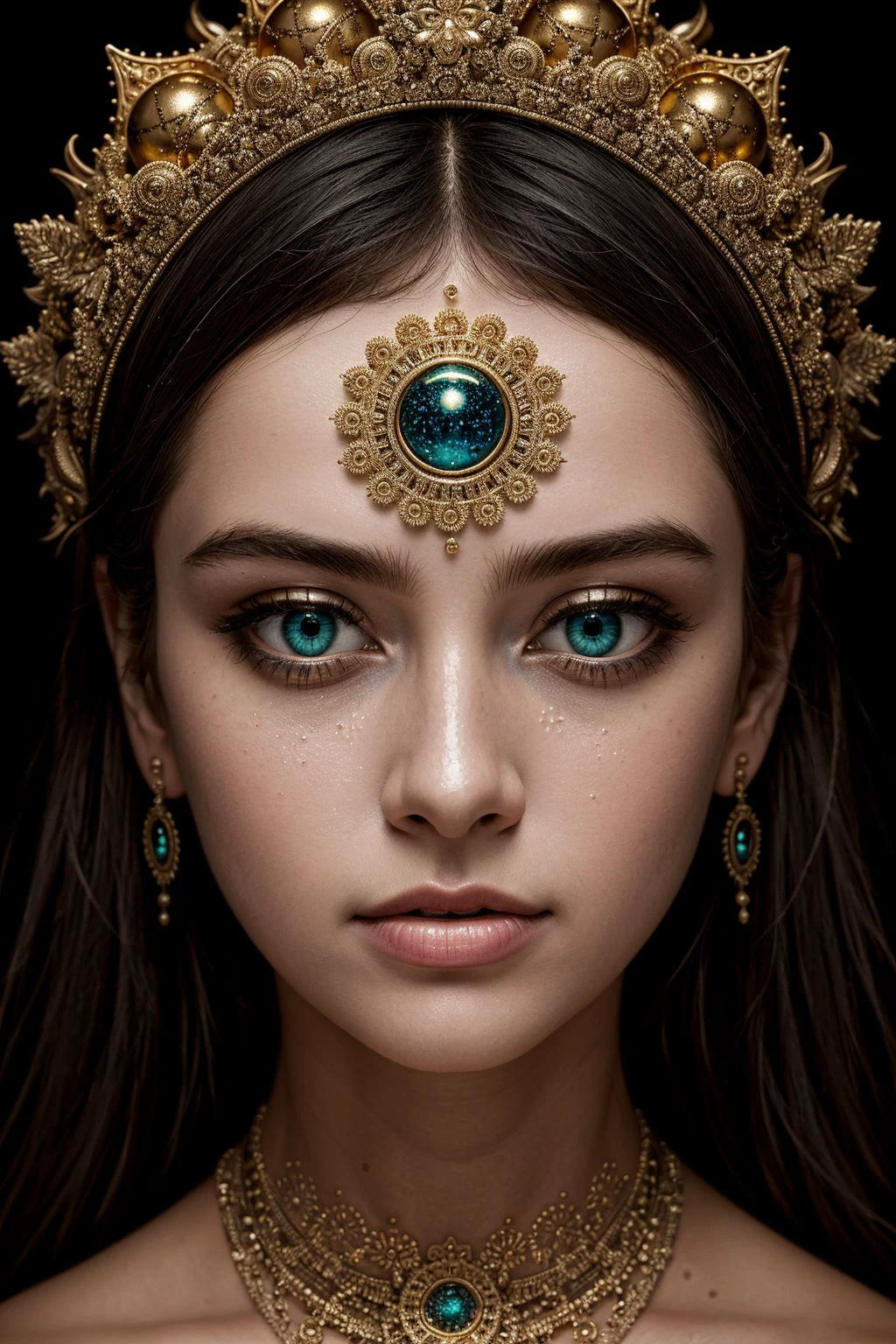 (intricate abstract, intricate artwork:0.9), ((masterpiece)), (extremely detailed), Abstract style hyper-realistic portrait of an otherworldly being with metallic skin, glowing orbs for eyes, and intricate fractal patterns emanating from their face . Non-representational, colors and shapes, expression of feelings, imaginative, highly detailed, intricate abstract, intricate artwork, Incomparable Depth, Crisp Definition, 8k, Intense Realism