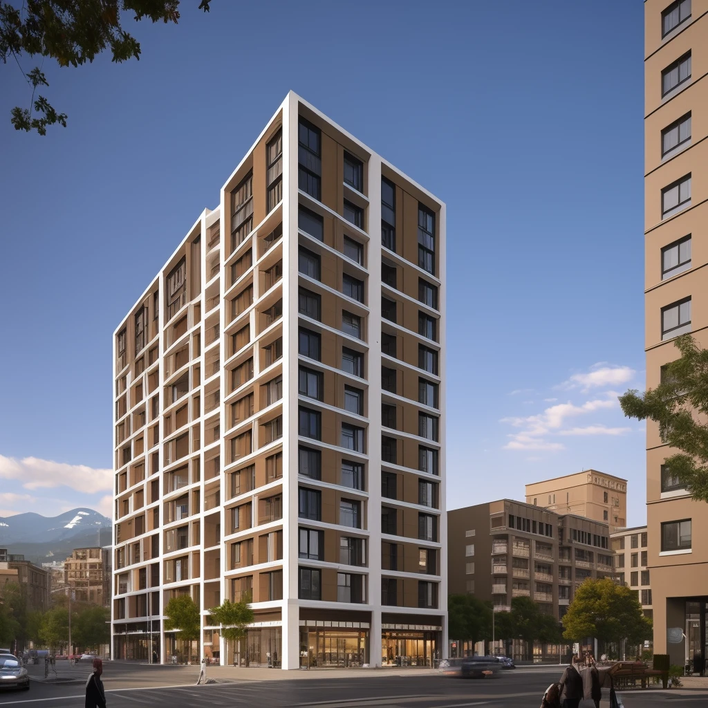 <lora:JJsBuilding_Apartment_V2:.7>, masterpiece , best quality, ((Apartment)),
outdoors, sky, day, cloud, tree, blue sky, ground vehicle, building, scenery, road, lamppost, real world location, bench, lounge chair, balcony, door,entrance,ivy, beam,column, window, traffic light, garden,
, lots of trees, sunlight, public blocks,daytime, mountains, public squares, various building facades, lively city streets, enough detail, high resolution, 8k, HD, super realistic, Photorealistic, highly detailed, plaza, <lora:add_detail:-0.8>