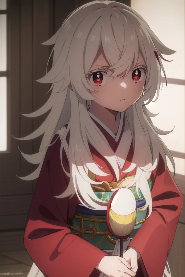 summertimehaine, <lora:summertime haine s1-lora-nochekaiser:1>,
haine, long hair, bangs, (red eyes:1.3), white hair,
BREAK japanese clothes, kimono, red kimono,
BREAK indoors,
BREAK looking at viewer,
BREAK <lyco:GoodHands-beta2:1>, (masterpiece:1.2), best quality, high resolution, unity 8k wallpaper, (illustration:0.8), (beautiful detailed eyes:1.6), extremely detailed face, perfect lighting, extremely detailed CG, (perfect hands, perfect anatomy),
