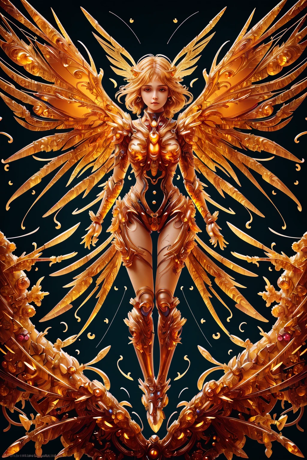 (best quality, masterpiece, colorful, dynamic angle, highest detailed)upper body photo, full body photo, fashion photography of cute mechangel, glowing 4 wings, solo, glowing armor, glowing halo, building, glowing mechanical 4 wings (intricate details, hyperdetailed:1.15), detailed, light passing through hair, (official art, extreme detailed, highest detailed) <lora:ral-amber-sd15:1> ral-amber