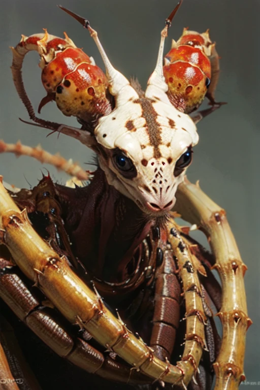 inem,the upper part of the body,Humanoid monster,<lora:Humanoid monster A:0.9>,(no humans:1.1),ant,insects,arthropod,white,