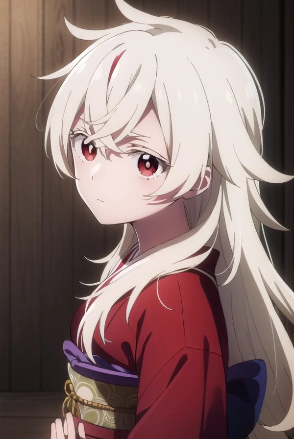 summertimehaine, <lora:summertime haine s1-lora-nochekaiser:1>,
haine, long hair, bangs, (red eyes:1.3), white hair,
BREAK japanese clothes, kimono, red kimono,
BREAK indoors,
BREAK looking at viewer,
BREAK <lyco:GoodHands-beta2:1>, (masterpiece:1.2), best quality, high resolution, unity 8k wallpaper, (illustration:0.8), (beautiful detailed eyes:1.6), extremely detailed face, perfect lighting, extremely detailed CG, (perfect hands, perfect anatomy),