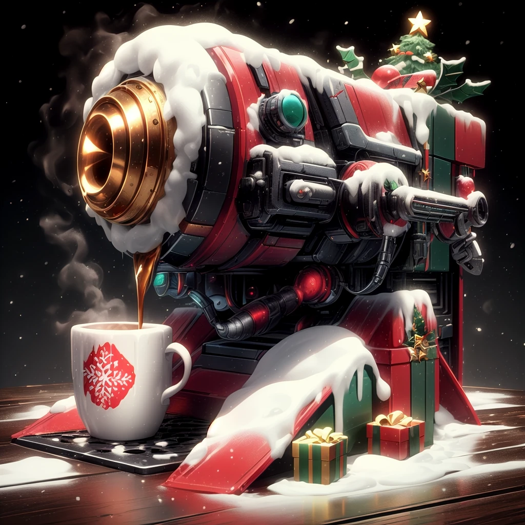 <lora:add_detail:0.8>,
<lora:XmasTech-20:0.8>, scifi, XmasTech, gold ,
coffee machine