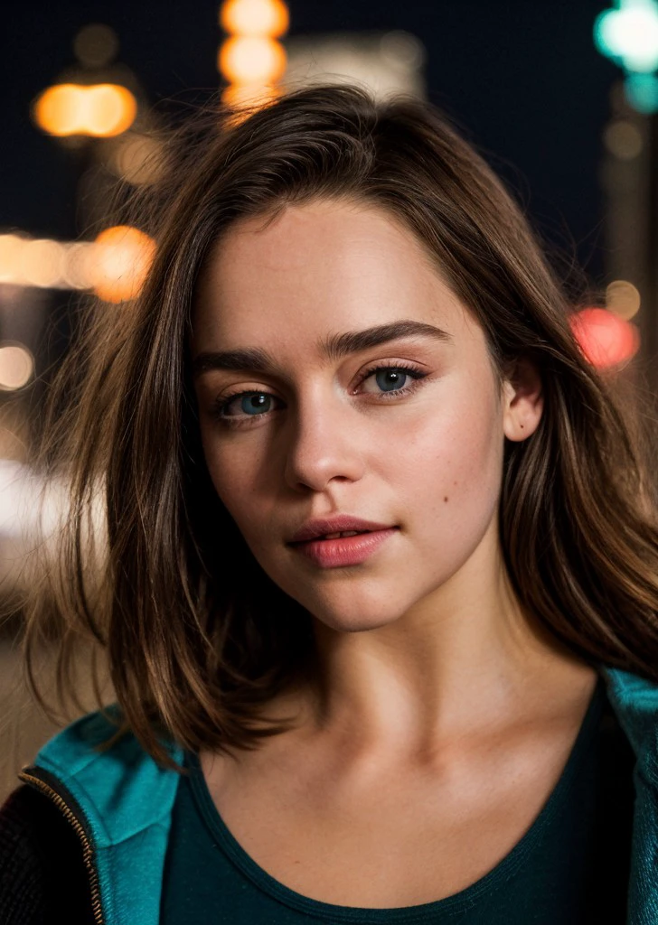 <lora:emlclrk2-24:1> a photo of emlclrk2, wearing sweater,brown hair,long straight hair,canon powershot,looking at viewer,extreme close-up,city street,night,neon lights,masterpiece,highly detailed,8k,bokeh,extreme dof,soft lighting <lora:add_detail:1> (add_detail:1.3)