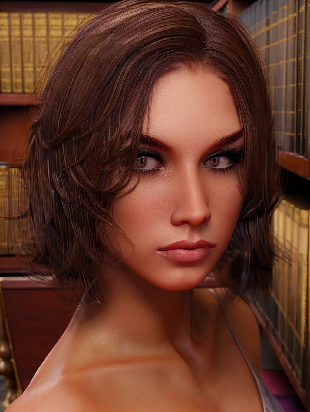 breathtaking  <lora:BellaV1:1> BellaV1,  Brow hair, 3D render, librarian, masterpiece, award-winning, professional, highly detailed