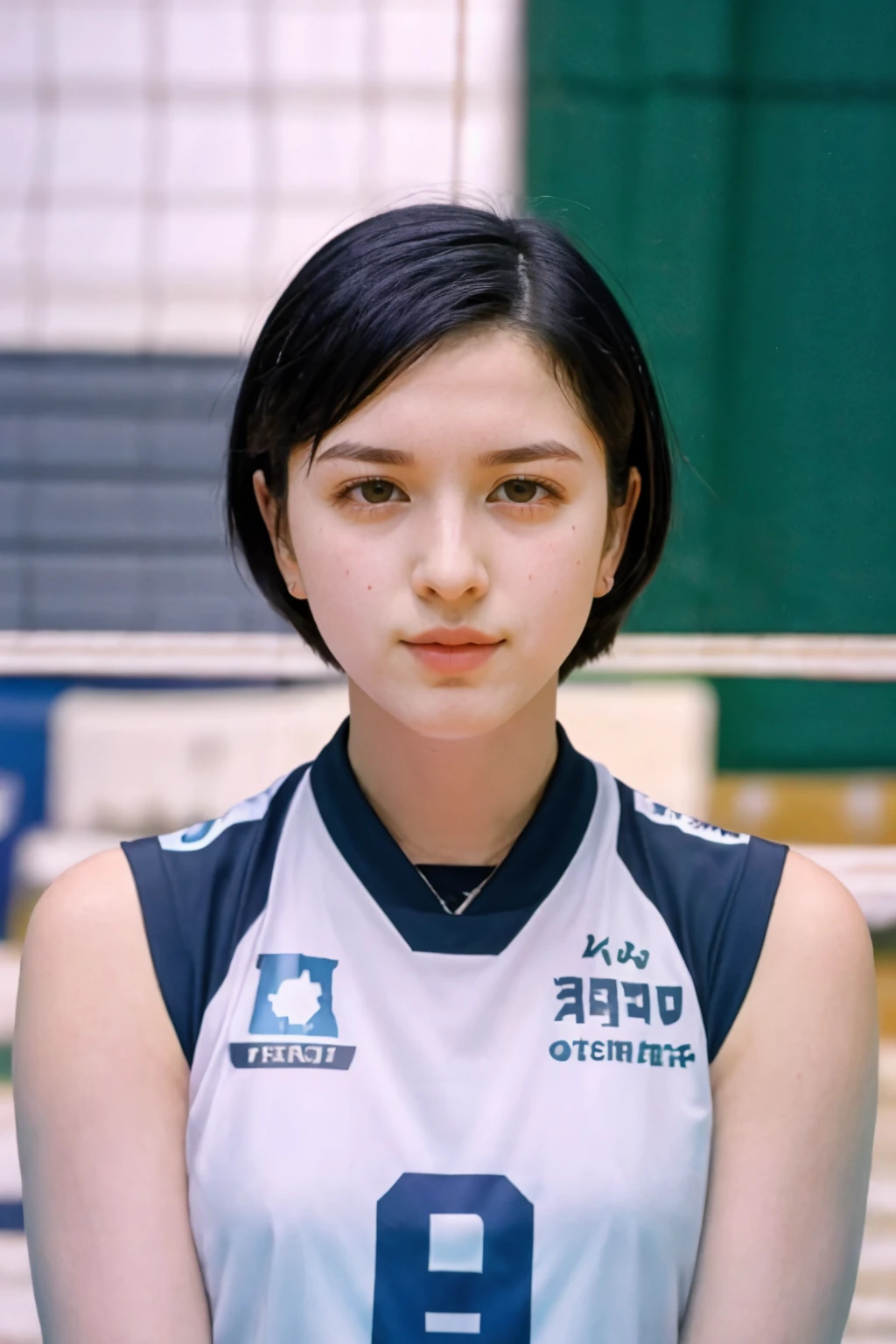 analog film photo sports photography of 1girl, ((sulking)), detailed skin, ((short black hair)), ((( <lora:VolleyballUniform_v20LyCORIS:0.8> volleyball uniform))). (((dynamic pose))), ((inside volleyball stadium:1.5)), taken with Fujifilm X-T3 with 50mm f1.5 lens, pink pastel colored theme in style of wes anderson, <lora:PAseer-SD15-LCM Quick:1> <lora:ReaLora:.2> <lora:KRA_-_Lee_Da-Hyeon:1> leedahyeon . faded film, desaturated, 35mm photo, grainy, vignette, vintage, Kodachrome, Lomography, stained, highly detailed, found footage