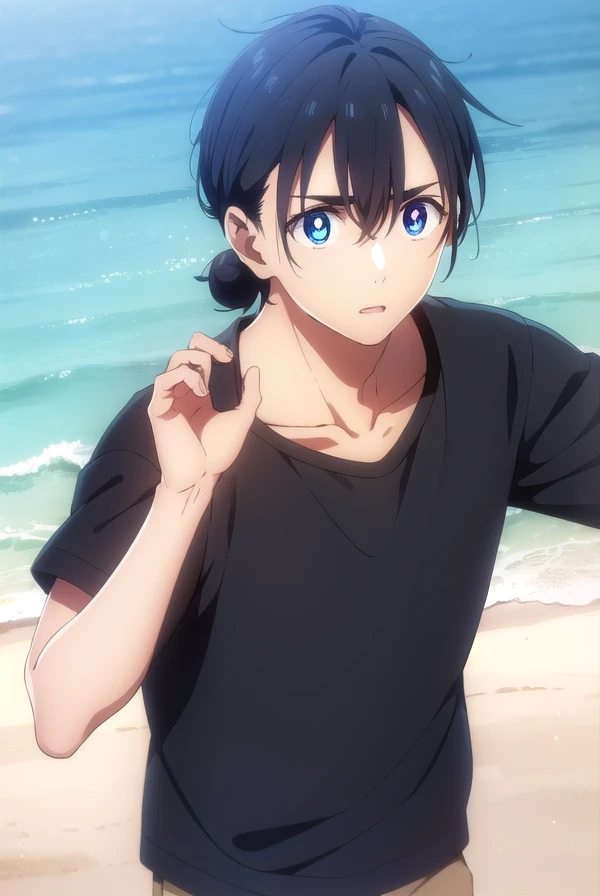 shinpeiajiro, <lora:shinpei ajiro s1-lora-nochekaiser:1>,
shinpei ajiro, black hair, hair between eyes, male focus, blue eyes,
BREAK short sleeves, pants, black shirt, t-shirt,
BREAK outdoors,
BREAK looking at viewer,
BREAK <lyco:GoodHands-beta2:1>, (masterpiece:1.2), best quality, high resolution, unity 8k wallpaper, (illustration:0.8), (beautiful detailed eyes:1.6), extremely detailed face, perfect lighting, extremely detailed CG, (perfect hands, perfect anatomy),