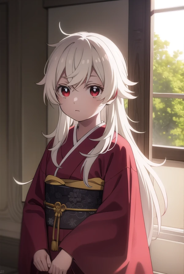 summertimehaine, <lora:summertime haine s1-lora-nochekaiser:1>,
haine, long hair, bangs, (red eyes:1.3), white hair,
BREAK japanese clothes, kimono, red kimono,
BREAK indoors,
BREAK looking at viewer,
BREAK <lyco:GoodHands-beta2:1>, (masterpiece:1.2), best quality, high resolution, unity 8k wallpaper, (illustration:0.8), (beautiful detailed eyes:1.6), extremely detailed face, perfect lighting, extremely detailed CG, (perfect hands, perfect anatomy),