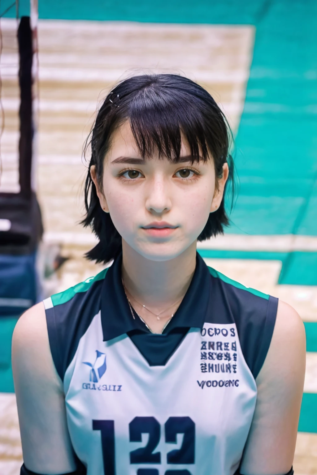 analog film photo sports photography of 1girl, ((sleepy)), detailed skin, ((short black hair)), ((( <lora:VolleyballUniform_v20LyCORIS:0.8> volleyball uniform))). (((dynamic pose))), ((inside volleyball stadium:1.5)), taken with Fujifilm X-T3 with 50mm f1.5 lens, pink pastel colored theme in style of wes anderson, <lora:PAseer-SD15-LCM Quick:1> <lora:ReaLora:.2> <lora:KRA_-_Lee_Da-Hyeon:1> leedahyeon . faded film, desaturated, 35mm photo, grainy, vignette, vintage, Kodachrome, Lomography, stained, highly detailed, found footage