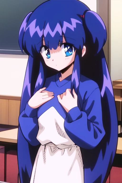 <lora:Shogonoidokozue:0.8> Shogonoidokozue, long hair, blue hair, small breasts, blue eyes,ãflat_chest, long sleeve,
room,
masterpiece, high quality, very_high_resolution, large_filesize, full color,