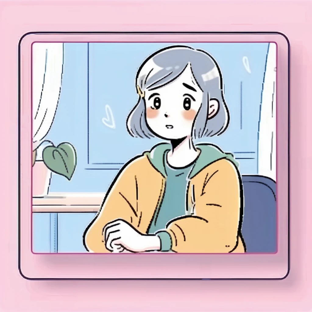 cartoon-style ,in screen ,Shy blushing young girl is talking to camera,<lora:tw_hgame:0.85>,