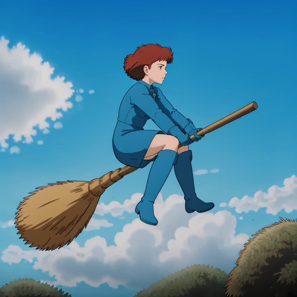 <lora:broom003:0.6>,
broom_straddle_riding,
broom,broom riding,sitting,straddling,from side,
blue sky,flying,
<lora:Nausicaa005:0.4>,
Nausicaa,1girl,
blue_dress,long_sleeves,
blue gloves,
spats,
knee_boots,