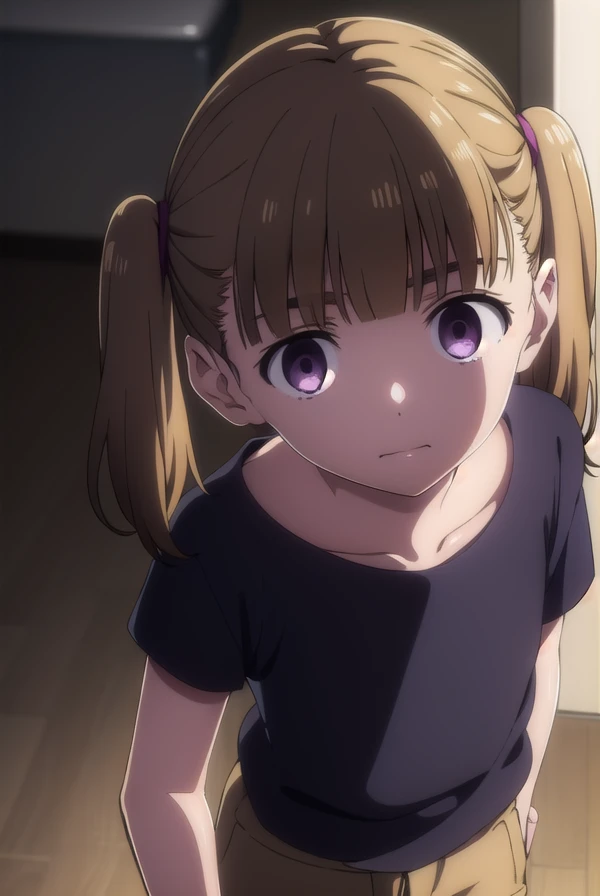 shiorikobayakawa, <lora:shiori kobayakawa s1-lora-nochekaiser:1>,
shiori kobayakawa, bangs, brown hair, twintails, (purple eyes:1.1), blunt bangs, empty eyes,
BREAK short sleeves, pants, black shirt, t-shirt,
BREAK outdoors,
BREAK looking at viewer,
BREAK <lyco:GoodHands-beta2:1>, (masterpiece:1.2), best quality, high resolution, unity 8k wallpaper, (illustration:0.8), (beautiful detailed eyes:1.6), extremely detailed face, perfect lighting, extremely detailed CG, (perfect hands, perfect anatomy),