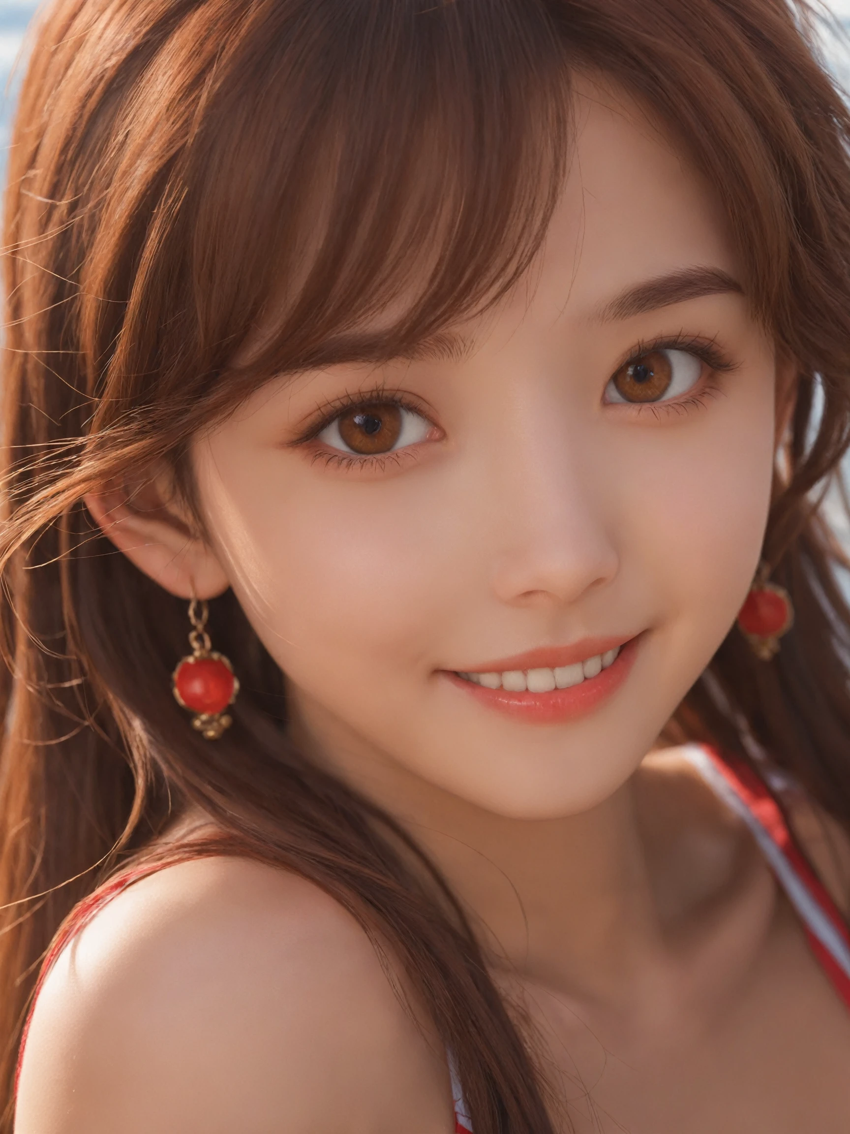 animate, raw photo, anime character, 1girl, (extreme detailed face, detailed skin), smile, brown eyes,