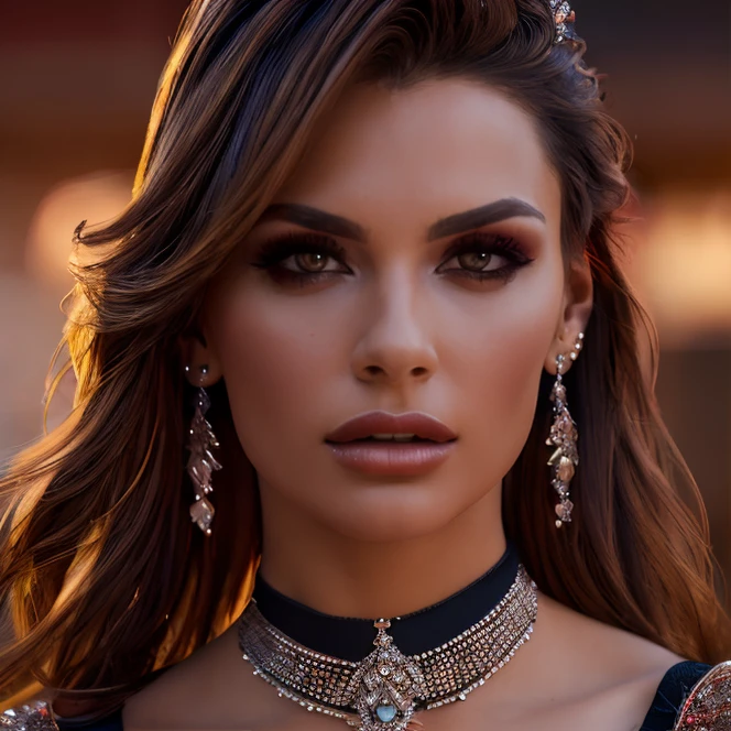 (masterpiece:1.2), (best quality,:1.2), 8k, HDR, ultra detailed, ((photorealistic)), professional light, cinematic lighting, fashion photography, ambient lighting, face lighting, Gemma, <lora:Gemma-10:1>, dynamic pose, earrings, dark makeup, tiara, coronet, choker, necklace, ((portrait shot)), <lora:detail_slider_v4:3>