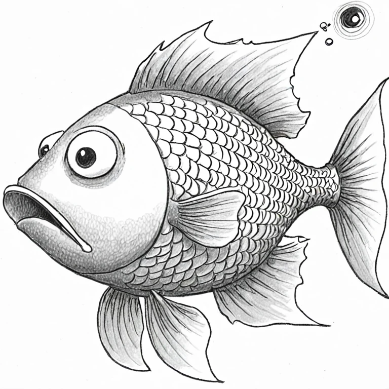 a drawing of a fish by Mark Kistler <lora:Mark_Kistler_Style_XL:1>