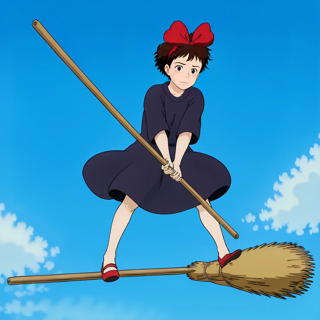 <lora:broom003:0.7>,
broom_standing_riding,
broom riding,broom,standing,
blue sky,flying,
<lora:Kiki003:0.4>,
Kiki,1girl,
short hair,
brown hair,
black eyes,
hair bow,
black dress,
brown footwear,