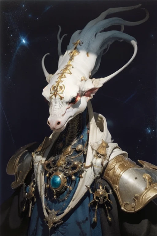 inem,the upper part of the body,Humanoid monster,<lora:Humanoid monster A:1.4>,(no humans:1.1),(starry_sky:1.1),white,(ant:1.1),