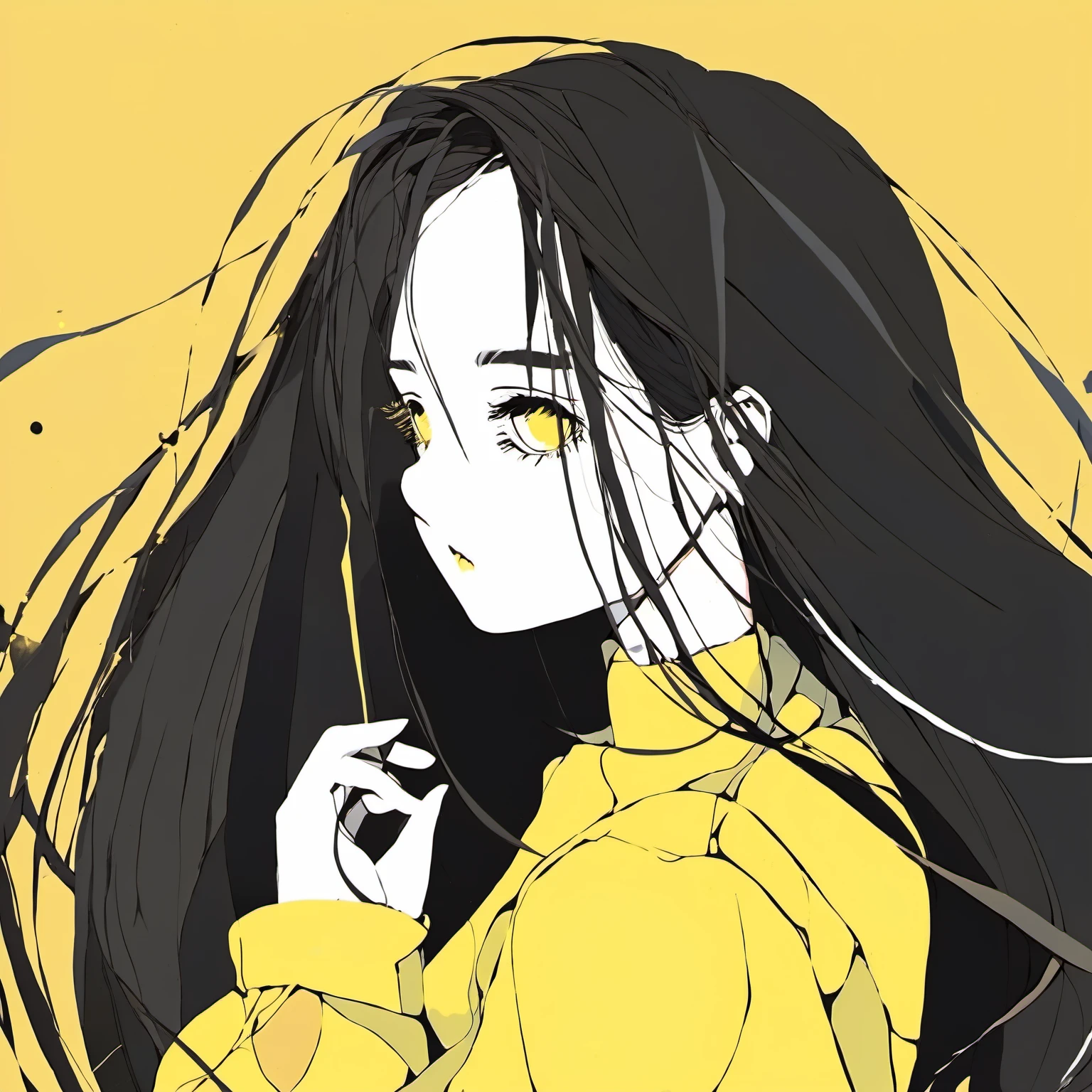 <lora:mourning_girl_xl_v1>,1girl,yellow background,