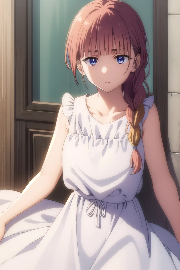 tokikohishigata, <lora:tokiko hishigata s1-lora-nochekaiser:1>,
tokiko hishigata, long hair, bangs, brown hair, blue eyes, braid, blunt bangs, single braid, hair over shoulder,
BREAK collarbone, sleeveless, dress, frilled dress, white dress,
BREAK outdoors,
BREAK looking at viewer,
BREAK <lyco:GoodHands-beta2:1>, (masterpiece:1.2), best quality, high resolution, unity 8k wallpaper, (illustration:0.8), (beautiful detailed eyes:1.6), extremely detailed face, perfect lighting, extremely detailed CG, (perfect hands, perfect anatomy),