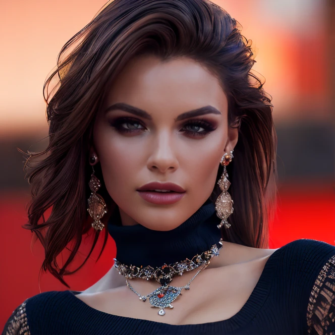 (masterpiece:1.2), (best quality,:1.2), 8k, HDR, ultra detailed, ((photorealistic)), professional light, cinematic lighting, fashion photography, ambient lighting, face lighting, Gemma, <lora:Gemma-10:1>, dynamic pose, earrings, dark makeup, choker, necklace, ((upper body shot)), <lora:detail_slider_v4:3>, turtleneck pullover, ,OverallDetail, ffhanddetail, ffacedetail,