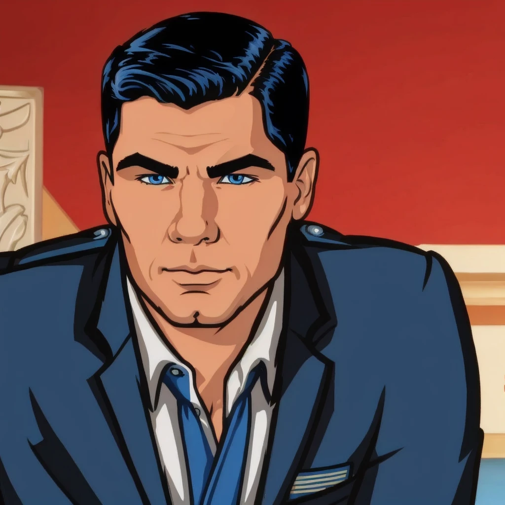 cartoon of archerfx <lora:archerfx-v1:0.7>, male, blue eyes, slim, narrow waist, broad shoulders, capitan america outfit,