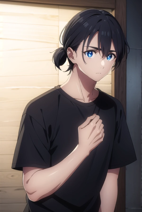 shinpeiajiro, <lora:shinpei ajiro s1-lora-nochekaiser:1>,
shinpei ajiro, black hair, hair between eyes, male focus, blue eyes,
BREAK short sleeves, pants, black shirt, t-shirt,
BREAK outdoors,
BREAK looking at viewer,
BREAK <lyco:GoodHands-beta2:1>, (masterpiece:1.2), best quality, high resolution, unity 8k wallpaper, (illustration:0.8), (beautiful detailed eyes:1.6), extremely detailed face, perfect lighting, extremely detailed CG, (perfect hands, perfect anatomy),