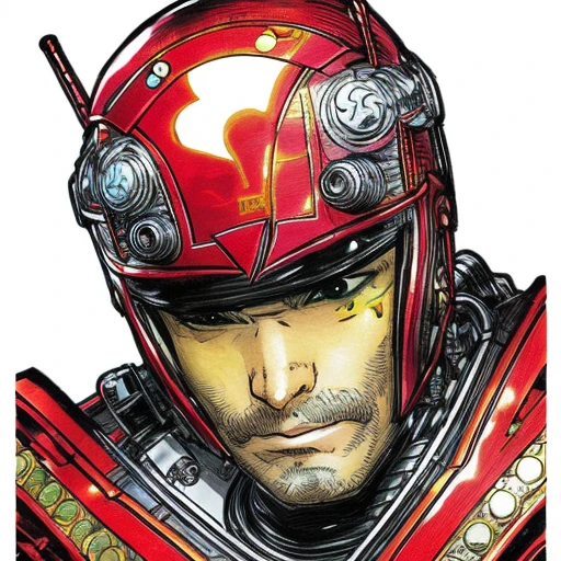 evang style a drawing of a man with a helmet, cyberpunk art by Yoshitaka Amano, featured on pixiv, toyism, official art, high detailed, toonami