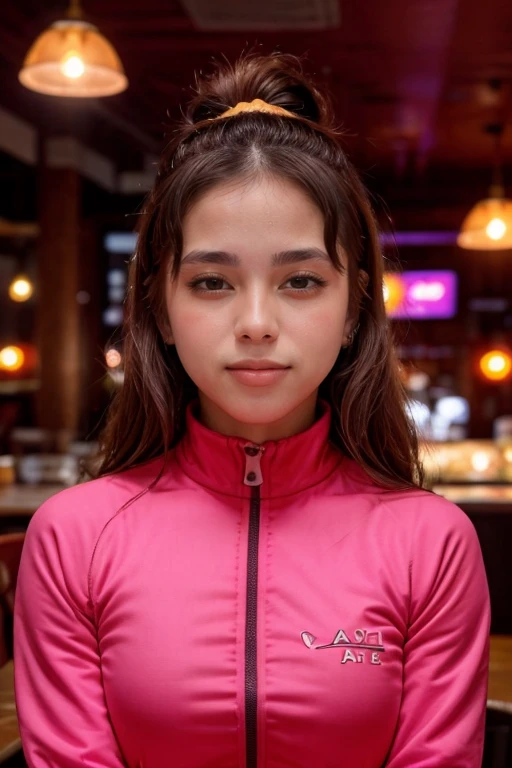 solo, realistic, brunette hair, wearing (((Athletic jumpsuit with a zip-up front))),(Cozy_café_background:1.4), ((dynamic pose)), <lora:PAseer-SD15-LCM Quick:1> <lora:ReaLora:.2> <lora:PHA_-_AJ_Raval_LyCO_Reg:1> ajraval