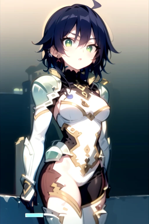 1 girl, <lora:Fabia_Sheen_Bakugan_Gundalian_invaders:1.1>, Fabia_Sheen_Castle_kight, blue_hair, long_hair, green_eyes, pink ear rings, white_bodysuit, yellow_lining, deep_red_padding, popped collar, shoulder_pads, gloves, boots,, best quality, highly detailed, masterpiece, ( bad_prompt_version2:0.6), best quality, highres, 4k, ultra-detailed, beautiful detailed face, beautiful detailed eyes
