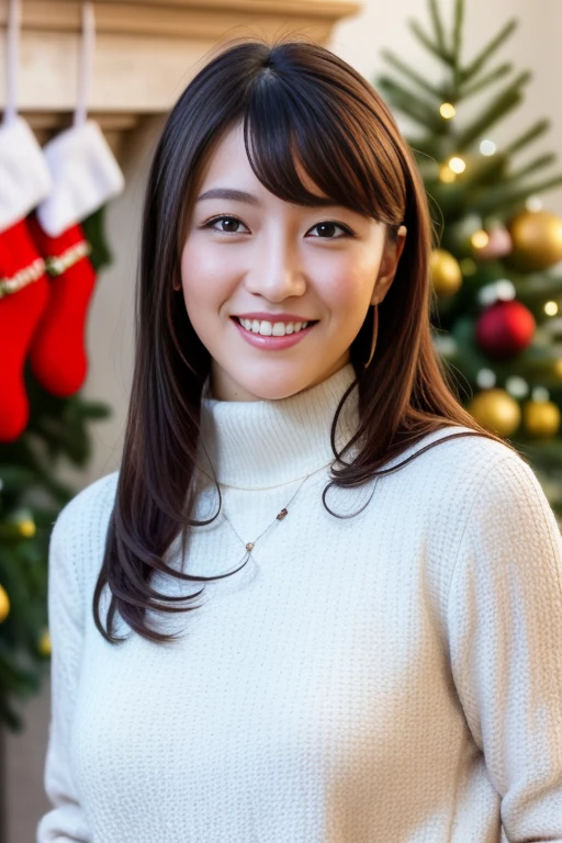 1girl,(wearing a turtleneck sweater),(winter jacket),(RAW photo, best quality), (realistic, photo-realistic:1.4), masterpiece, an extremely delicate and beautiful, extremely detailed, 2k wallpaper, Amazing, finely detail, extremely detailed CG unity 8k wallpaper, ultra-detailed, highres, soft light, beautiful detailed girl, extremely detailed eyes and face, beautiful detailed nose, beautiful detailed eyes,cinematic lighting,snow scenery,fireplace,(christmas tree,christmas decorations:1.2),perfect anatomy,smile,
<lora:akaginonoka_lora:0.8>