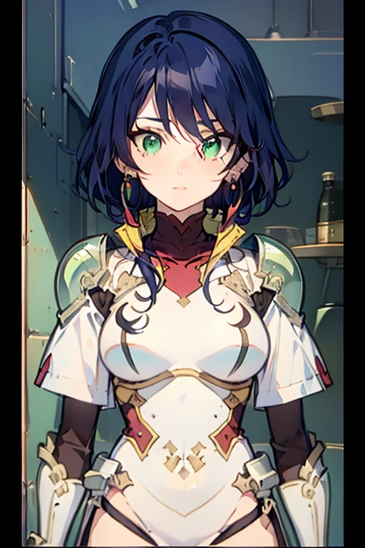 1 girl,  <lora:Fabia_Sheen_Bakugan_Gundalian_invaders:1.2>,  Fabia_Sheen_Castle_kight, blue_hair, long_hair,  green_eyes, pink ear rings, white_bodysuit, yellow_lining, deep_red_padding, popped collar, shoulder_pads, gloves, boots, full body,, best quality, highly detailed, masterpiece, ( bad_prompt_version2:0.6), best quality, highres, 4k, ultra-detailed, beautiful detailed face, beautiful detailed eyes