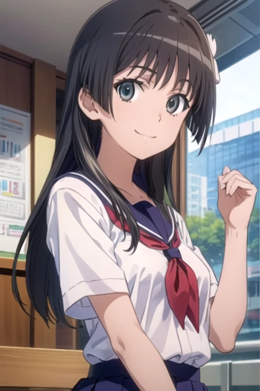 (((pixel-perfect, detail-perfect))), solo, 1girl, <lora:saten-toaru-01:0.8>, saten ruiko, sakugawa school uniform, looking at viewer, smile, upper body