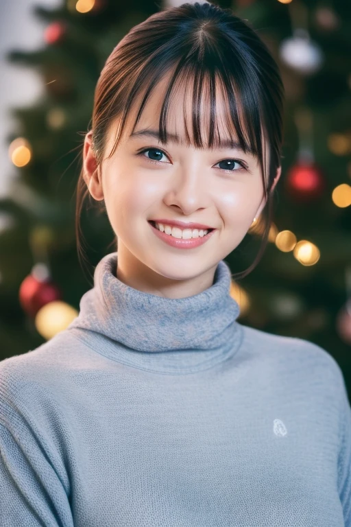 1girl,(wearing a turtleneck sweater),(winter jacket),(RAW photo, best quality), (realistic, photo-realistic:1.4), masterpiece, an extremely delicate and beautiful, extremely detailed, 2k wallpaper, Amazing, finely detail, extremely detailed CG unity 8k wallpaper, ultra-detailed, highres, soft light, beautiful detailed girl, extremely detailed eyes and face, beautiful detailed nose, beautiful detailed eyes,cinematic lighting,snow scenery,fireplace,(christmas tree,christmas decorations:1.2),perfect anatomy,smile,
 <lora:iinumaai_lora:0.8>,(short hair)