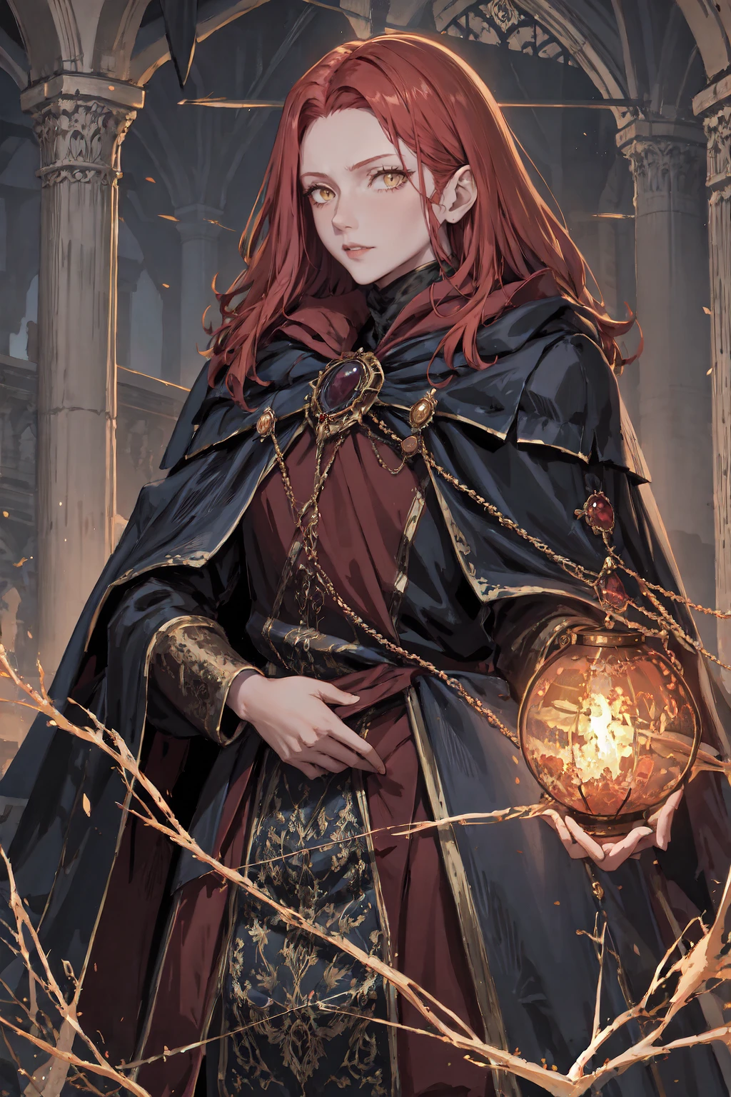 IncrsLunarPrincessRanni, <lora:LunarPrincessRanni:1>, dress, long sleeves, cape,