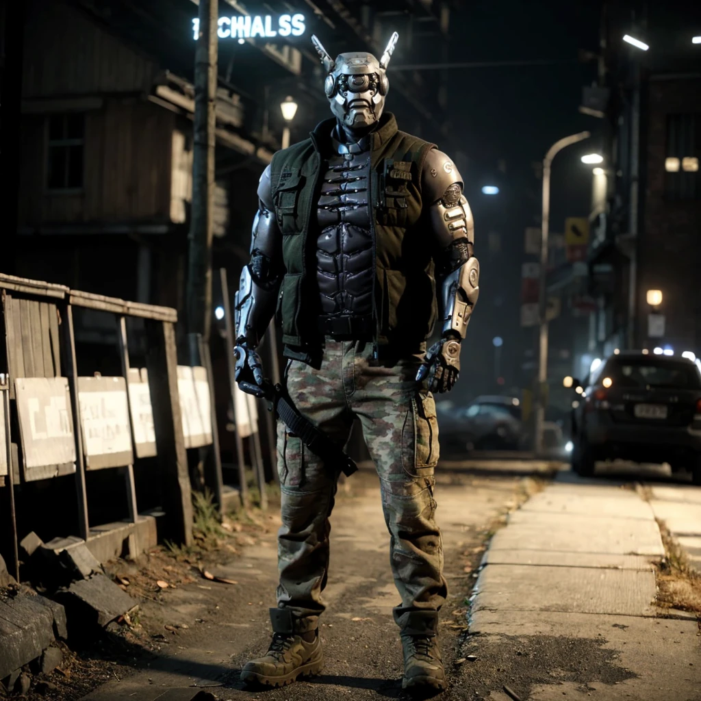 <lora:Briareos001:0.7>,
Briareos,robot,
cyberpunk,
jacket,open jacket,
camouflage pants,
boots,
full body,standing,