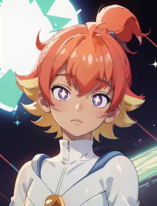 best quality, masterpiece, highres, detailed, digital illustration, <lora:Tools - add_detail:0.2>, Damamu, 1boy, white bodysuit, star-shaped pupils, calm, <lora:Damamu-10:1>, simple background,