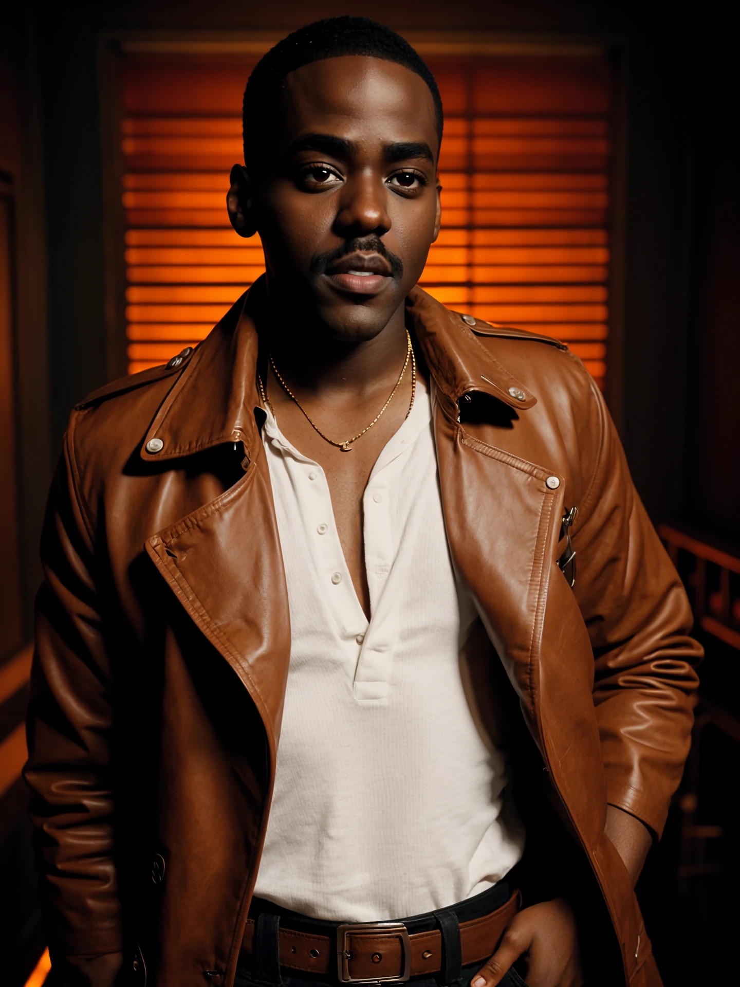 photograph one man, ncut1g, wearing a leather jacket, dynamic pose <lora:diffusiondudes_NcutiGatwa_V1-08:0.8>, 50mm . cinematic 4k epic detailed 4k epic detailed photograph shot on kodak detailed cinematic hbo dark moody, 35mm photo, grainy, vignette, vintage, Kodachrome, Lomography, stained, highly detailed, found footage
