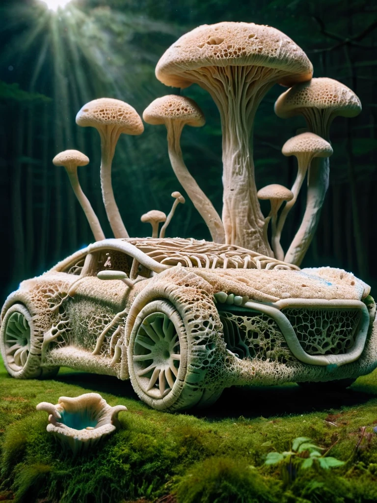 scifi, Psychedelic ,Mycelia,spongy, ground vehicle, sports car <lora:ral-mycelium-sdxl:1> ral-mycelium