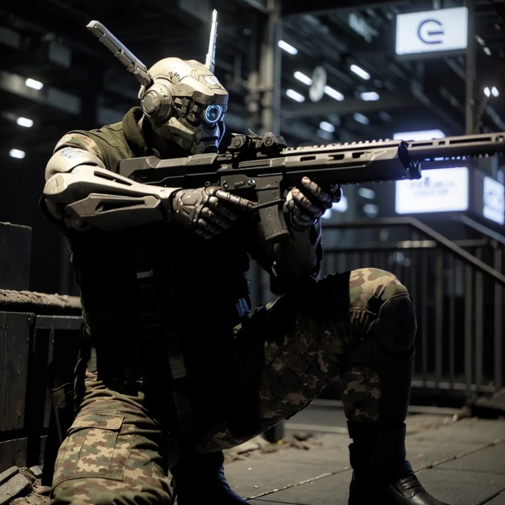 <lora:Briareos001:0.7>,
Briareos,robot,
cyberpunk,
jacket,open jacket,
camouflage pants,
boots,
holding_gun,aiming,