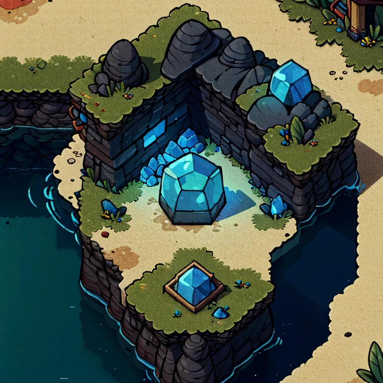 ((masterpiece,best quality)), <lora:Sea_of_Stars:0.8>, no humans, scenery, top down view, (blue crystals:1)