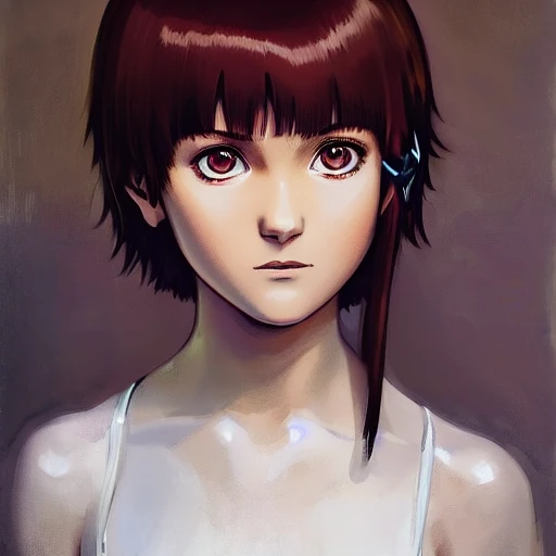 <lora:LainLora:1> , portrait of Lain74564pegdhjy, cute-fine-face, pretty face, realistic shaded Perfect face, fine details. Anime. realistic shaded lighting by Ilya Kuvshinov Giuseppe Dangelico Pino and Michael Garmash and Rob Rey, IAMAG premiere, WLOP matte print, masterpiece, asymmetric hair