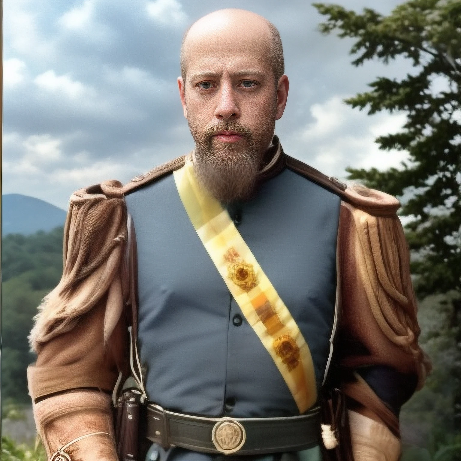 cinematic film still  <lora:roca:0.9> 1 man, (blue eyes) ,semi-bald,hd,heroic military heroe,epic scene,sharpen edge,white beard,short hair,serious eyes, upperbody,(argentine military suit with gold details and medals:1.4),in battle field, stormy day, cloudy sky, (rim lighting:1.4), looking at camera, texture skin, octane render,professional photographer,4k <lora:lcm-lora-sdv1-5:1>,40years old, high contrast,film grain,kodak,(nature background:1.4), unreal engine,dynamic pose
 . shallow depth of field, vignette, highly detailed, high budget Hollywood movie, bokeh, cinemascope, moody, epic, gorgeous, film grain, grainy