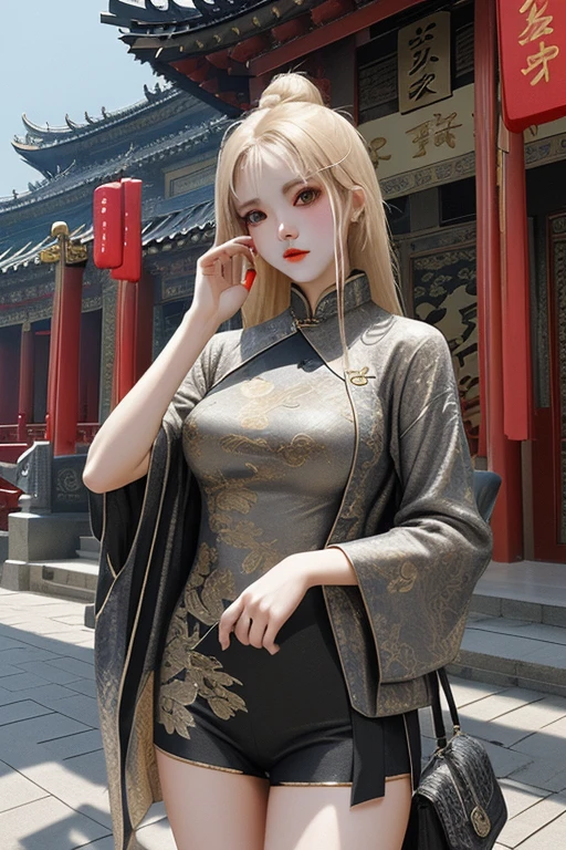 <lora:æ¥æ¥å¨äºº-000012:1>,shanghai city god temple,here is a hot girl in the united states,fashionable,