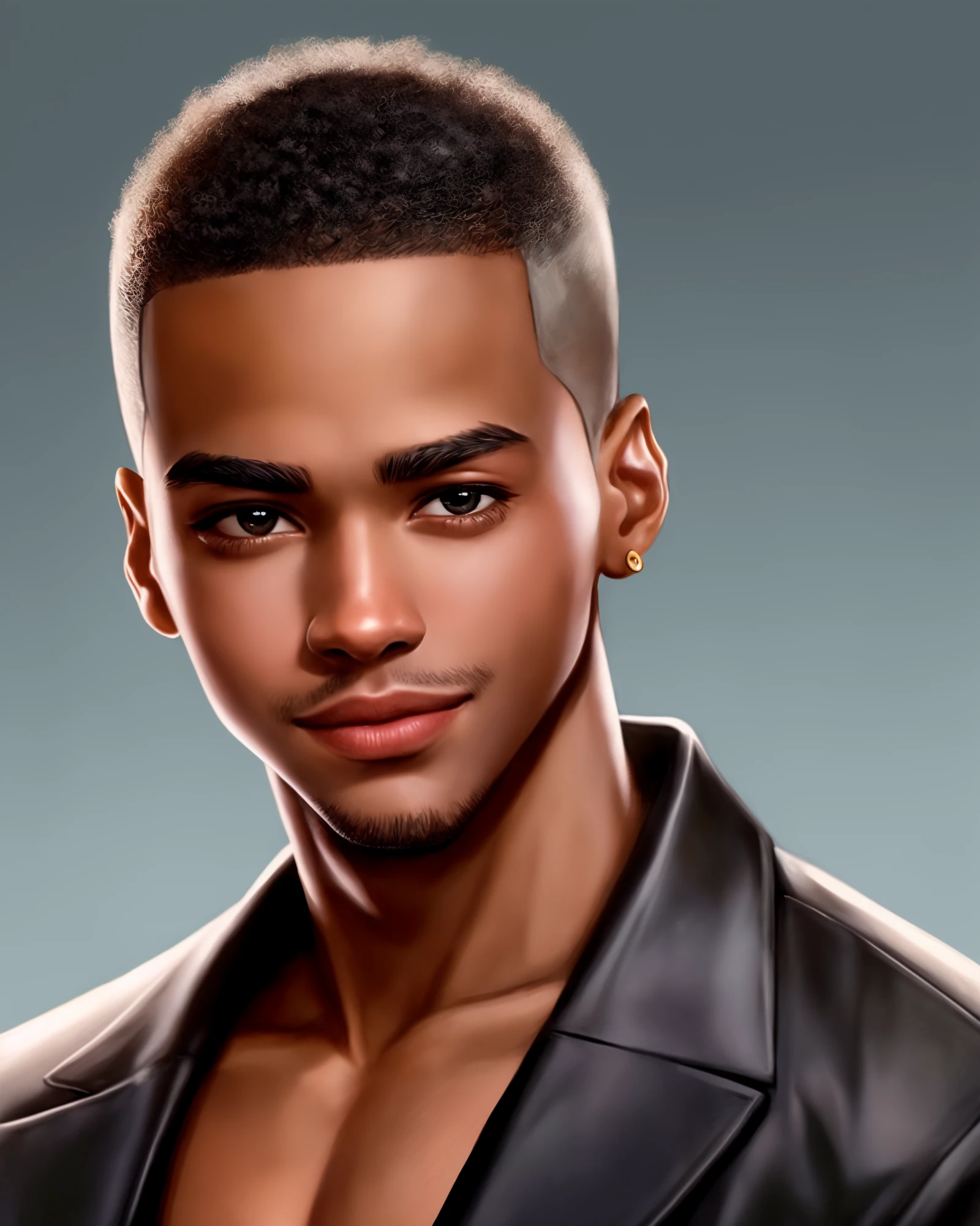 ncut1g, handsome black man, (closeup:0.6) portrait, upper body, pixar style, smirk, sharp focus, absurdres, masterpiece, topless, clean plain vibrant background, dynamic pose, (profile:0.6) <lora:add_detail:0.8> <lora:diffusiondudes_NcutiGatwa_V1-08:0.9>