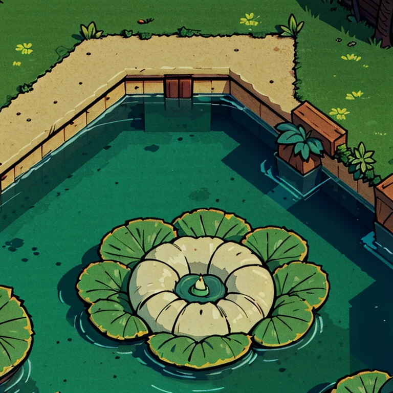 ((masterpiece,best quality)), <lora:Sea_of_Stars:0.5>, no humans, scenery, top down view, pond, (lilypad:1)