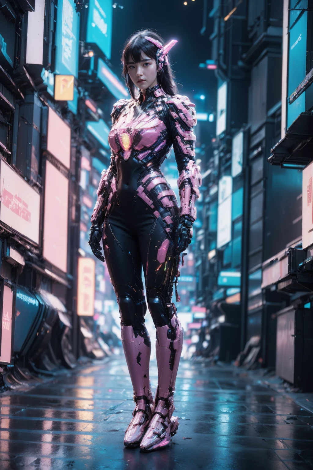 (best quality:1.4),(masterpiece:1.4),1girl,close up,chinese clothes,robe,(cyberpunk:1.6),<lora:CyberChineseClothes_A:0.9>,(arms at sides:1.4),